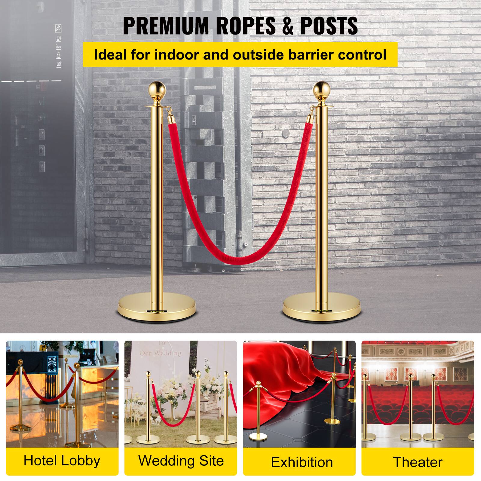 PREMIUM ROPES & POSTS  
Ideal for indoor and outside barrier control  

Hotel Lobby  
Wedding Site  
Exhibition  
Theater