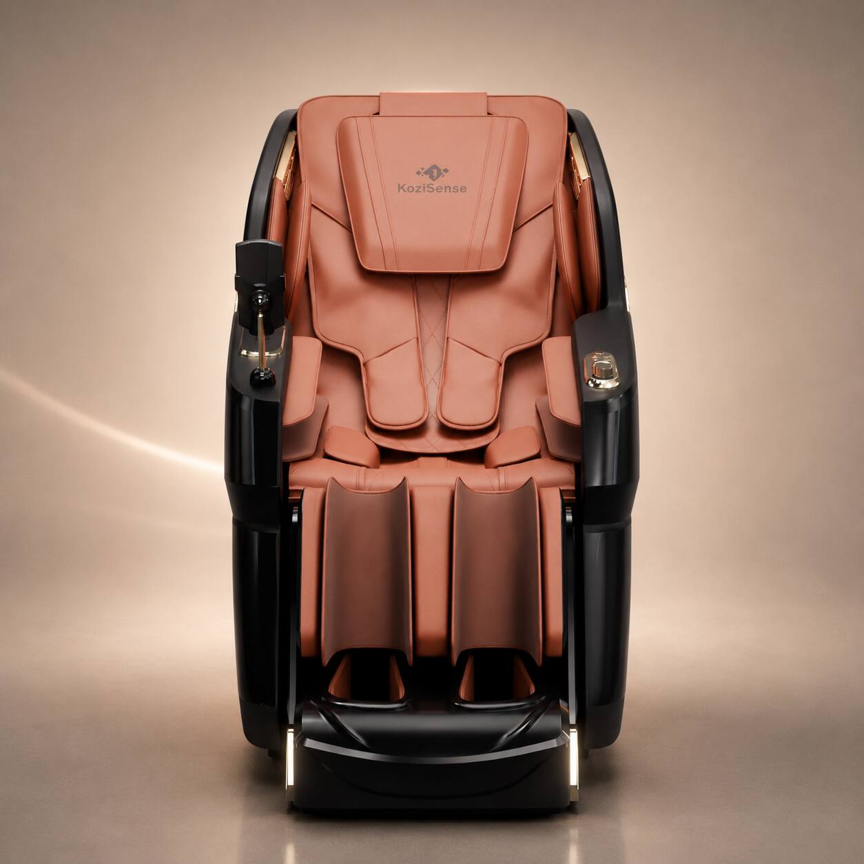 Angle. KoziSense - KZ-605 4D Massage Chair,Deep Zero Gravity,Thai Stretch,Auto Extension Legrest,Back and Front Heat,FREE Inside Delivery - Black and Orange.
