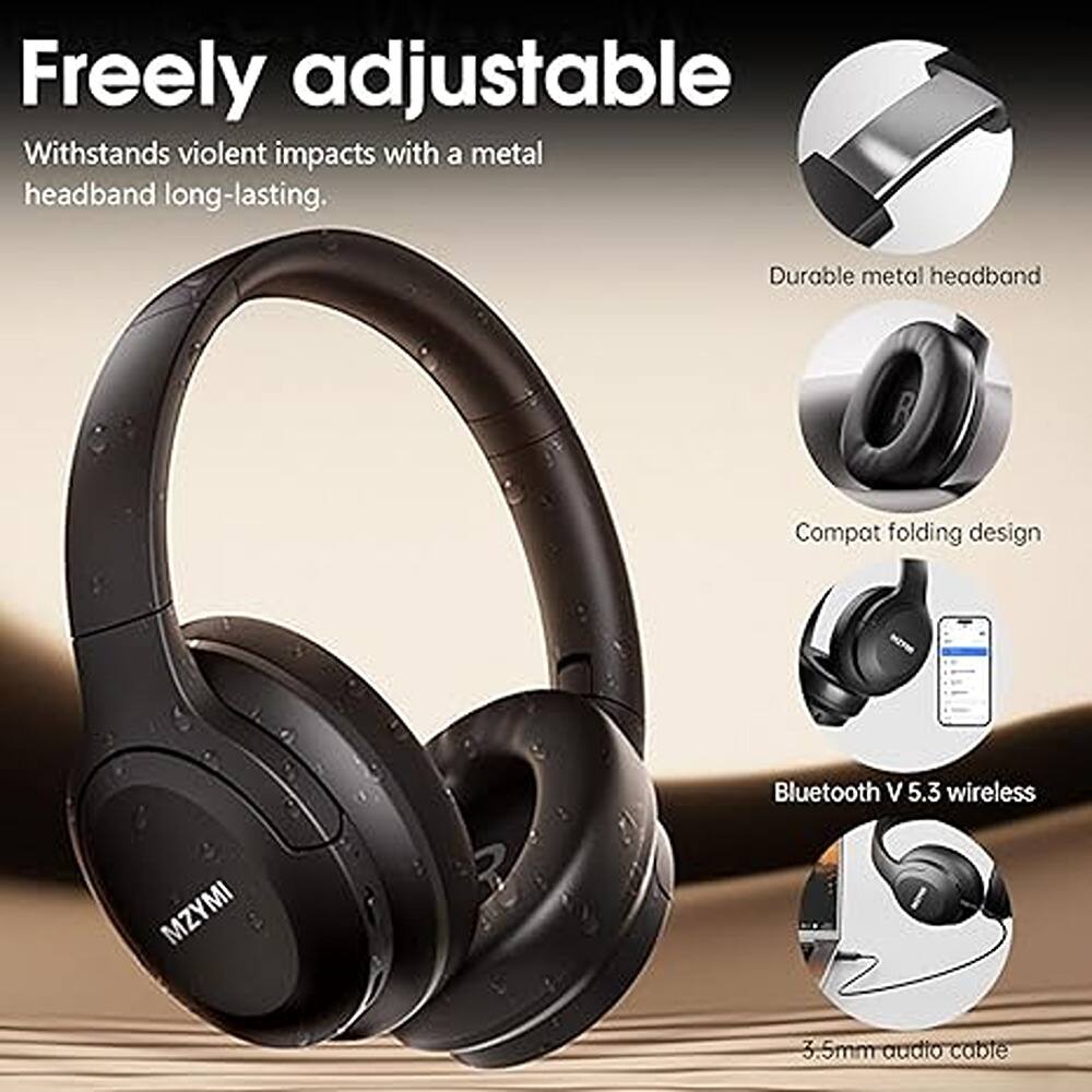 Freely adjustable  
Withstands violent impacts with a metal headband long-lasting.  

Durable metal headband  
Compact folding design  
Bluetooth V 5.3 wireless  
3.5mm audio cable