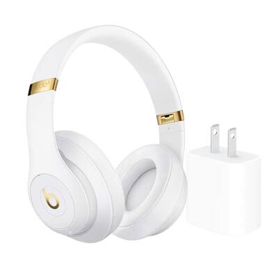 Beats Studio 3 Wireless Bluetooth Headphones + Power Adapter White Beats Studio 3 Wireless Bluetooth Headphones + Power Adapter White