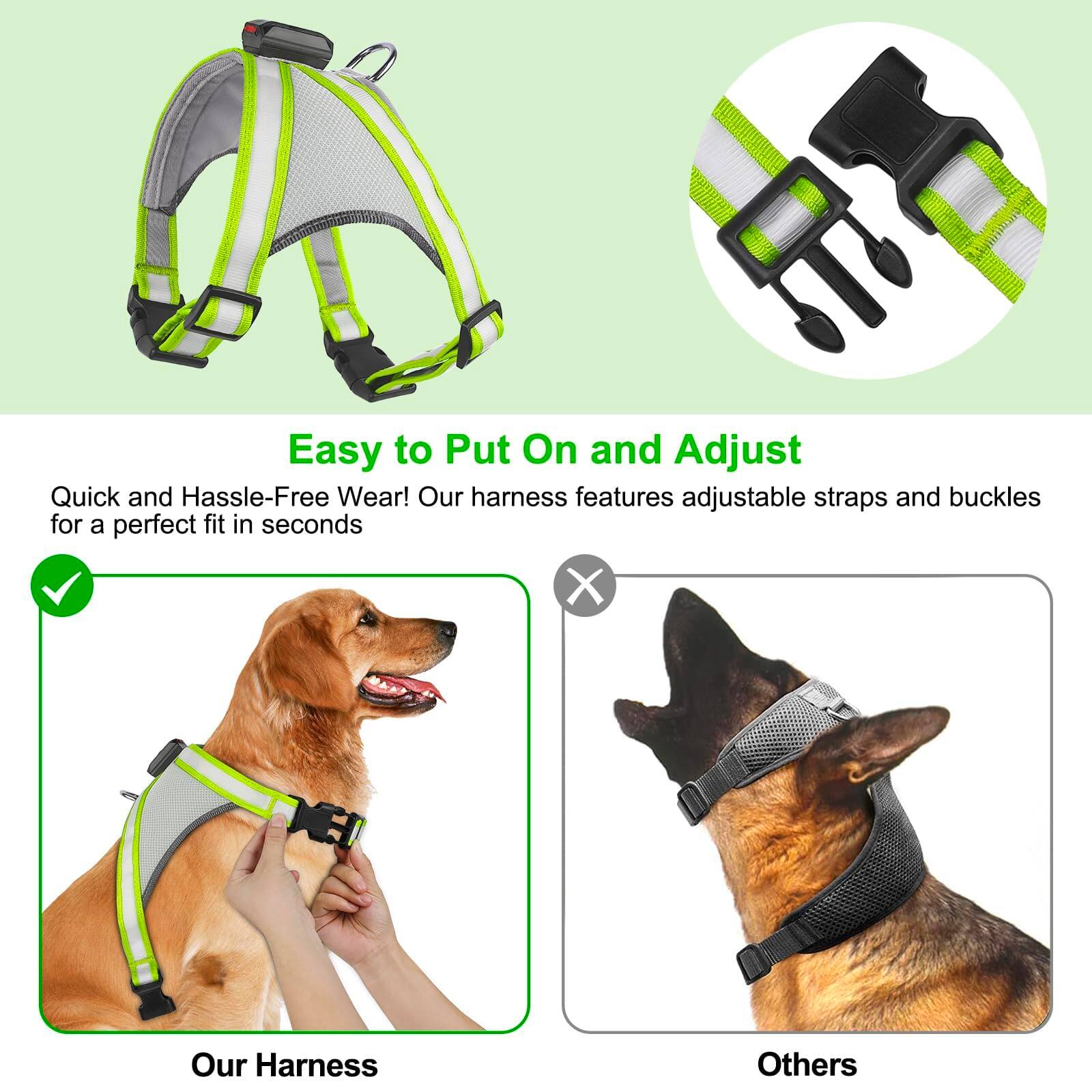 Easy to Put On and Adjust

Quick and Hassle-Free Wear! Our harness features adjustable straps and buckles for a perfect fit in seconds

Our Harness

Others