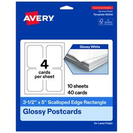 Avery - Cards with Scalloped Edges, 3.5" x 5", Glossy 40ct - White