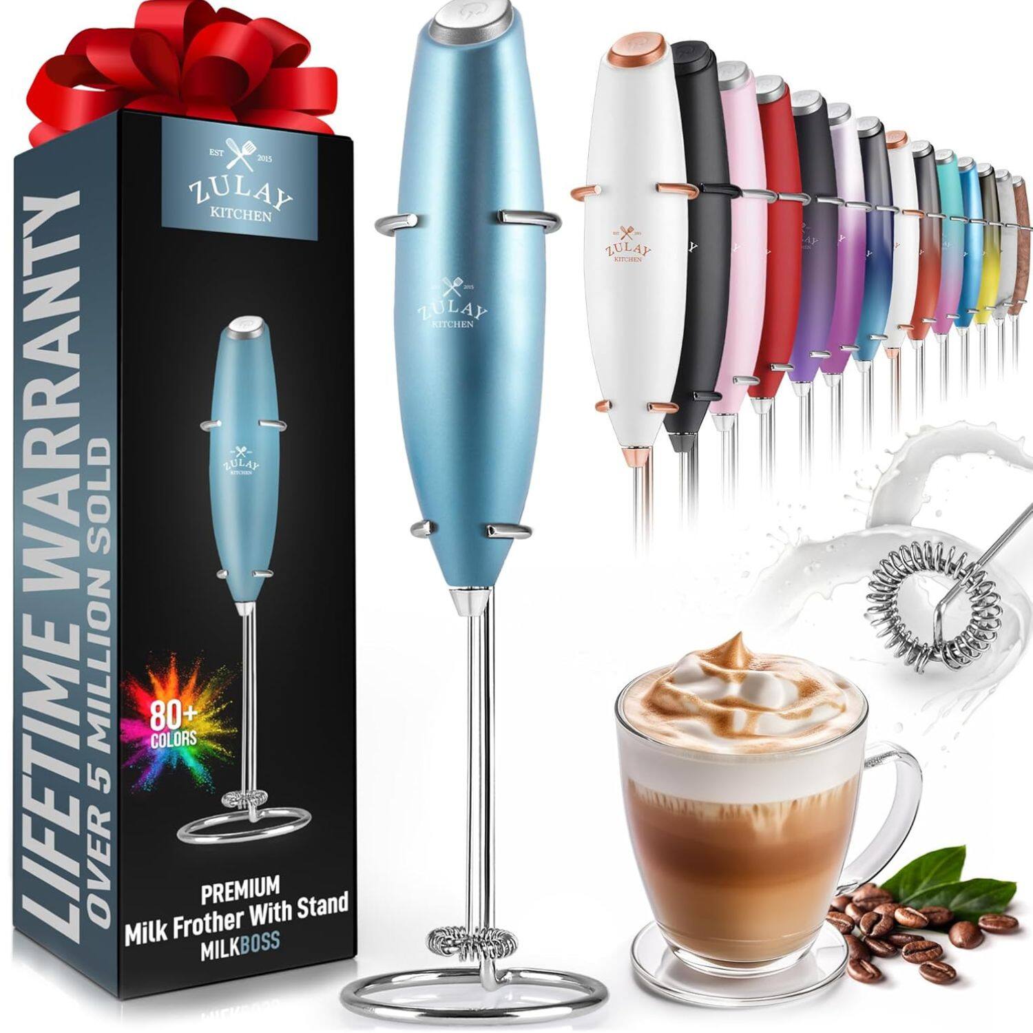 EST 2015 ZULAY KITCHEN WARRANTY SOLD OVER 5 MILLION LIFETIME 80+ COLORS PREMIUM With Stand MILK Frother MILKBOSS ZULAY KITCHEN ZULAY addanse