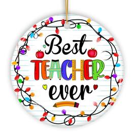 OrnamentallyYou - Best Teacher Ever Christmas Ornament Holiday Sparkle Gift for Educators - Multi-colored