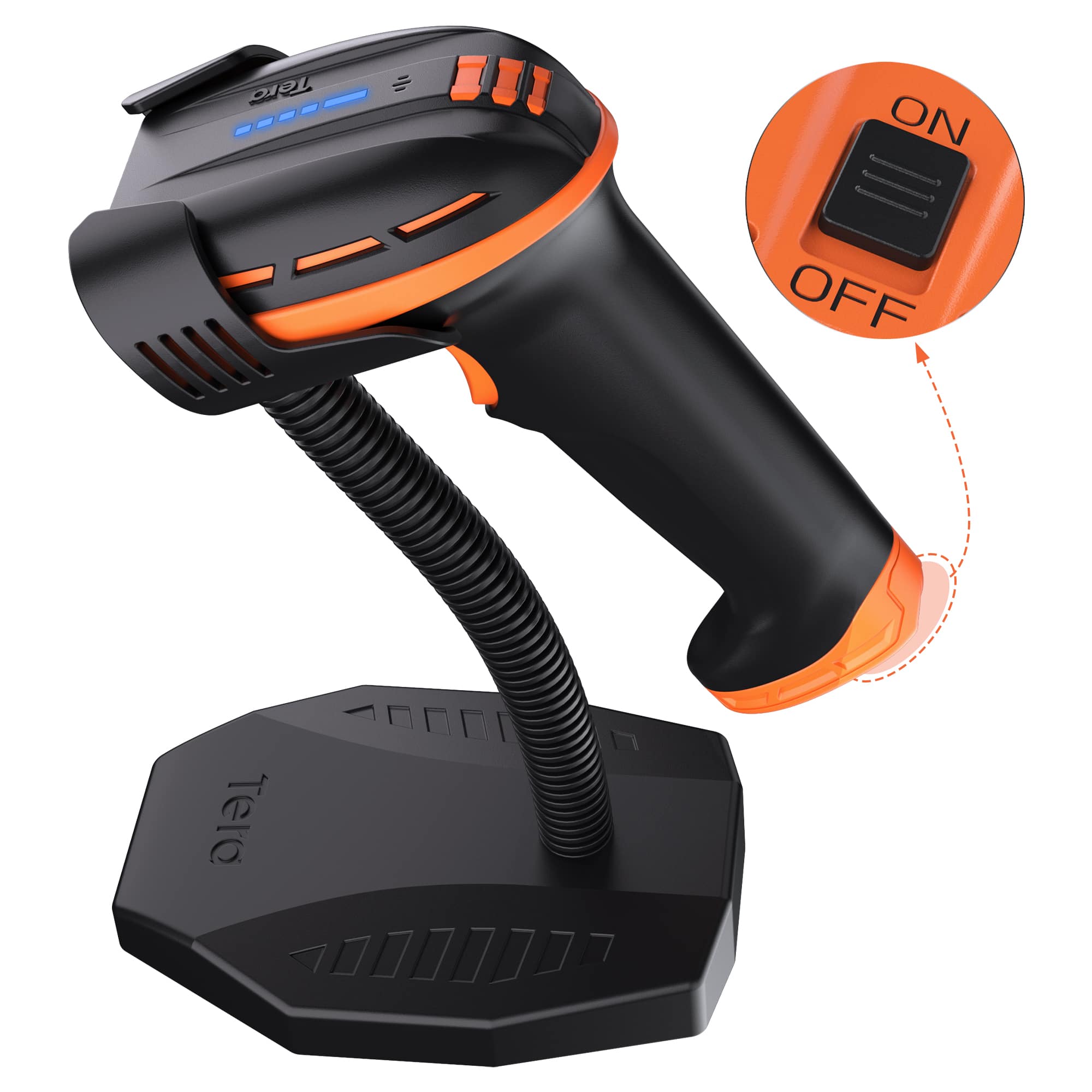 Tera - D6100 Pro 2D Wireless Barcode Scanner with Stand