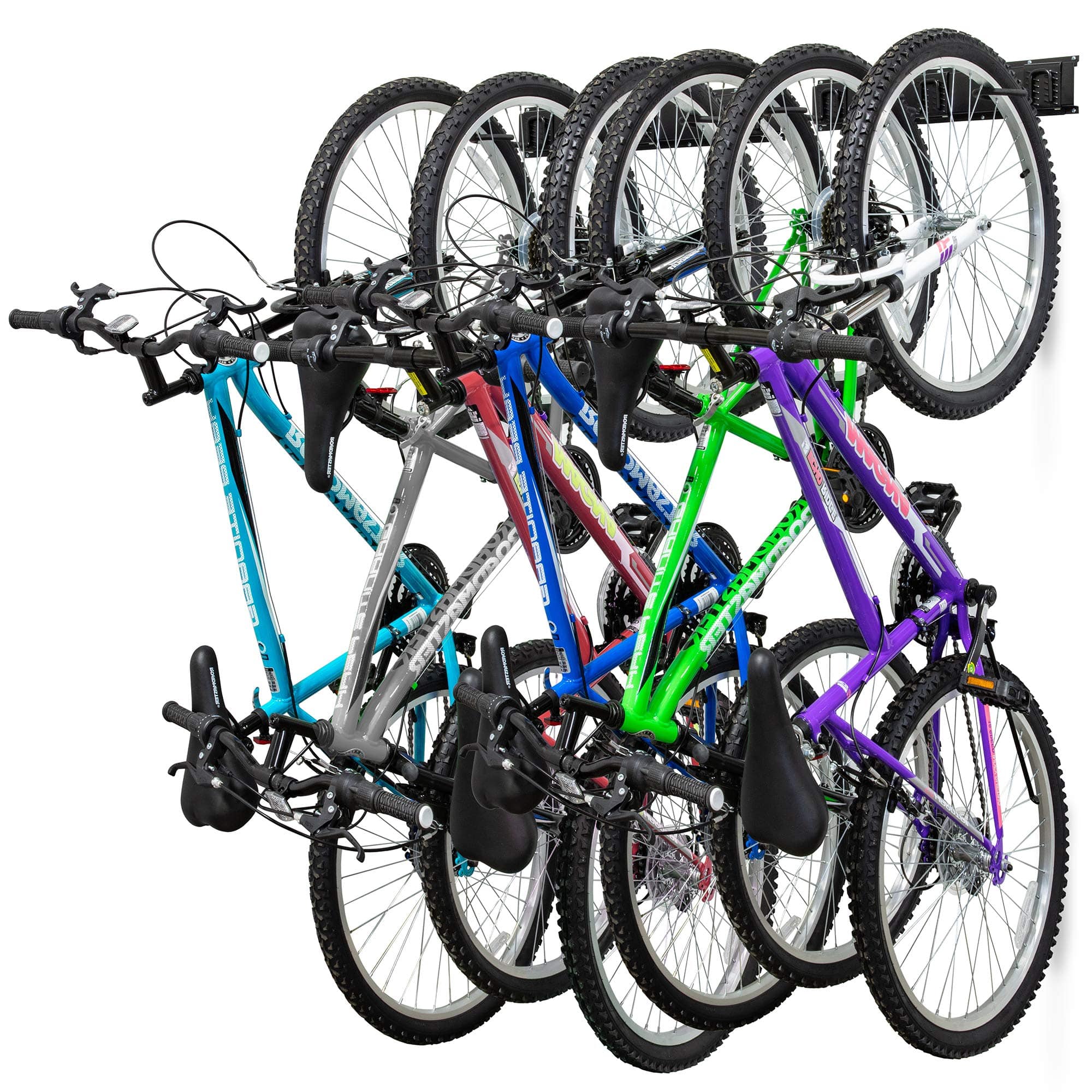 RaxGo - Garage Bike Rack, Wall Mounted Bike Hanger, 6 Adjustable Hooks Universal for Indoor & Home Use - Black