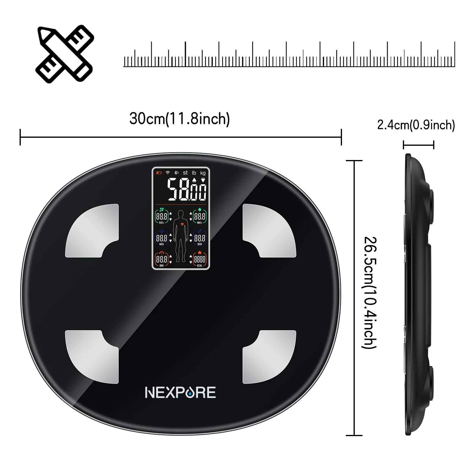 30cm (11.8 inch)  
2.4cm (0.9 inch)  
26.5cm (10.4 inch)  
NEXPOR