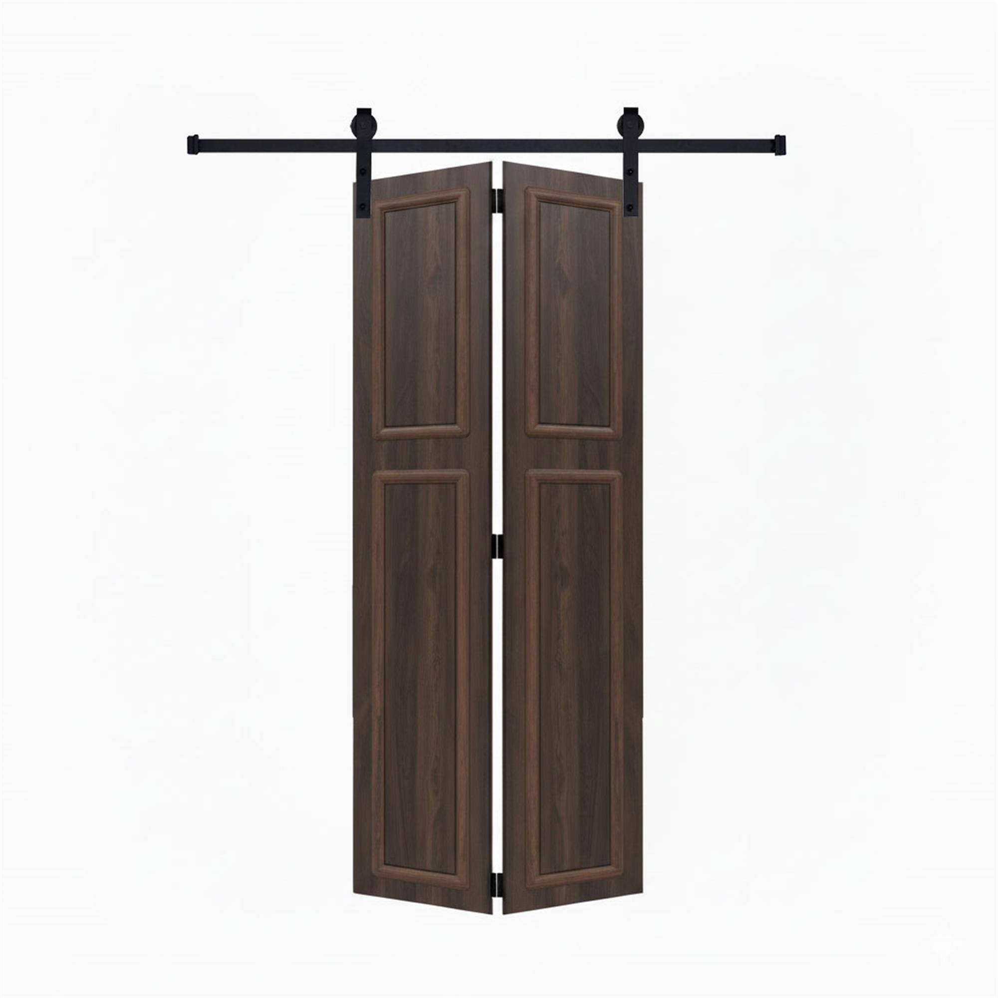 Front. Boyel Living - Antique brown Modern 2-Panel Barn Sliding Door 48-in L x 0.75-in W x 80-in H with Hardware Kit - Antique brown.