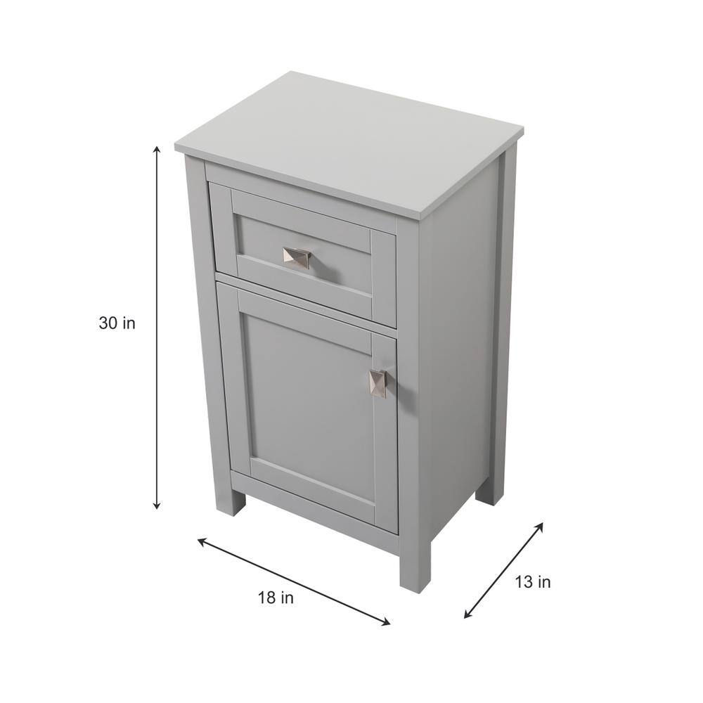 Alt View 1. Elegant Kitchen and Bath - 18 Inch Wide Bathroom Storage Freedstanding Cabinet In Grey - Grey.