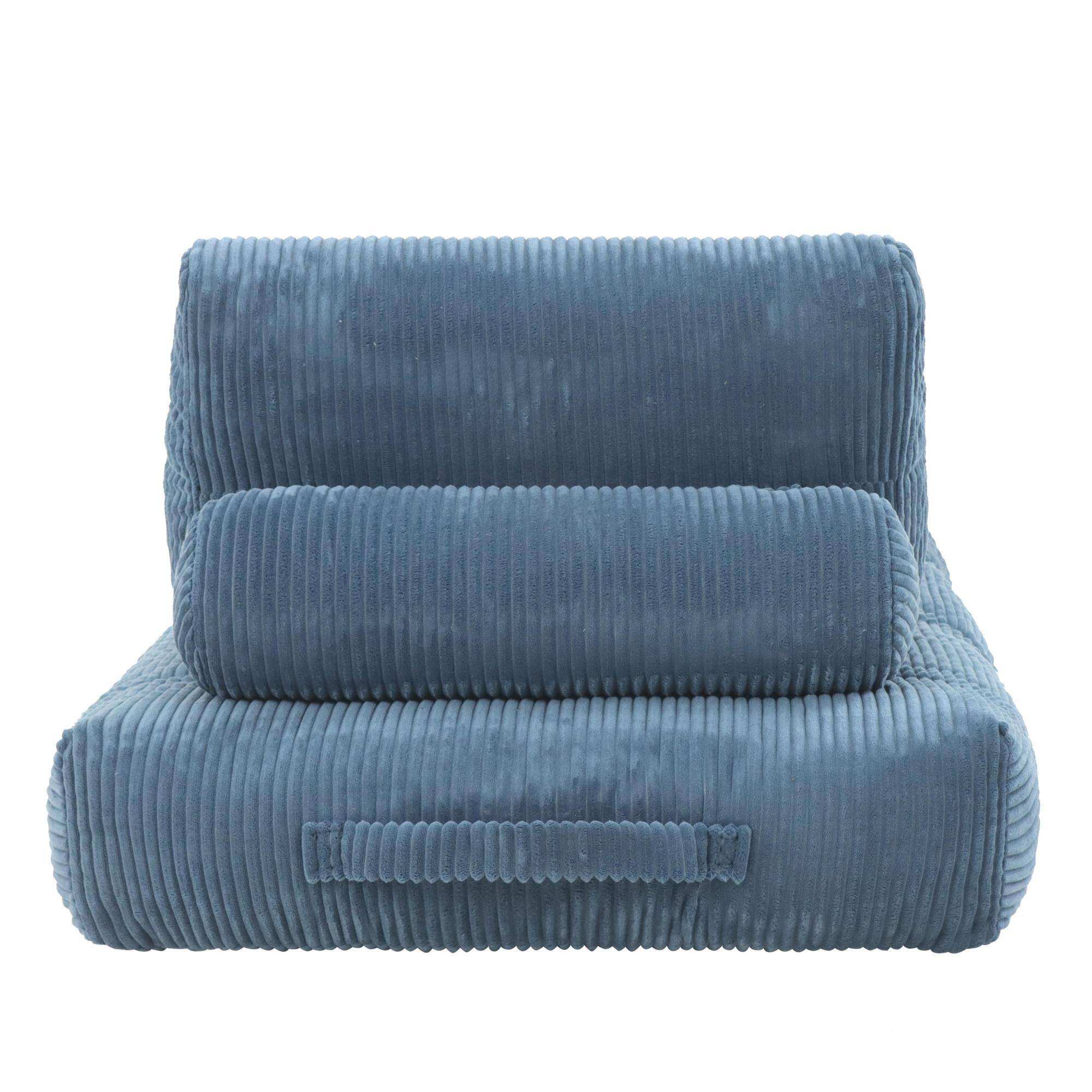 Alt View 4. GOODSILO - Corduroy Fabric Beanbag Couch for Living Room, Bedroom and Dorm, Cozy Fluffy Cloud Mini Couch - Blue.