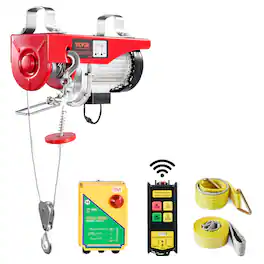 VEVOR - Electric Hoist, 880 lbs Lifting Capacity, 850W 110V Electric Steel Wire Winch with Wireless Remote Control - Red;Silver