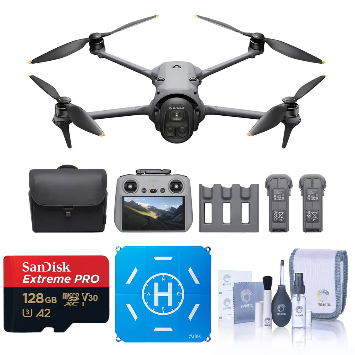 Bundle - DJI - Mavic 4 Pro Drone Fly More Combo w/RC 2 Controller,w/128GB Card,20" Pad