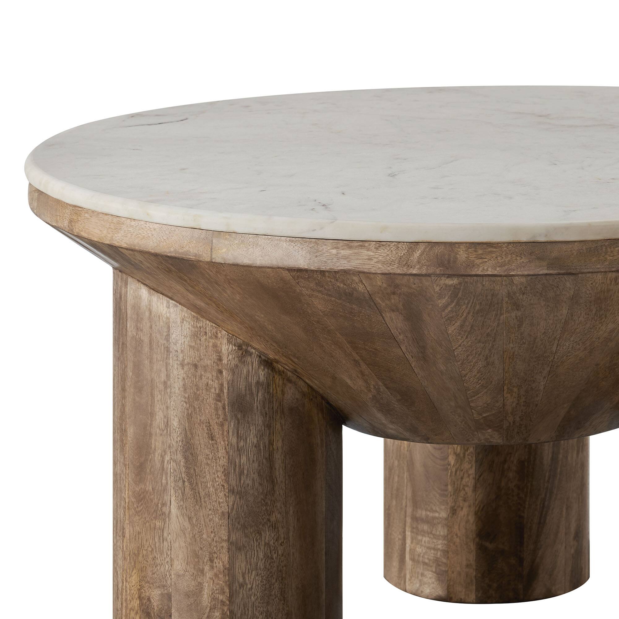 Alt View 4. Modway - Ellison 33" Round Wood Coffee Table With Marble Top by Modway - Walnut.
