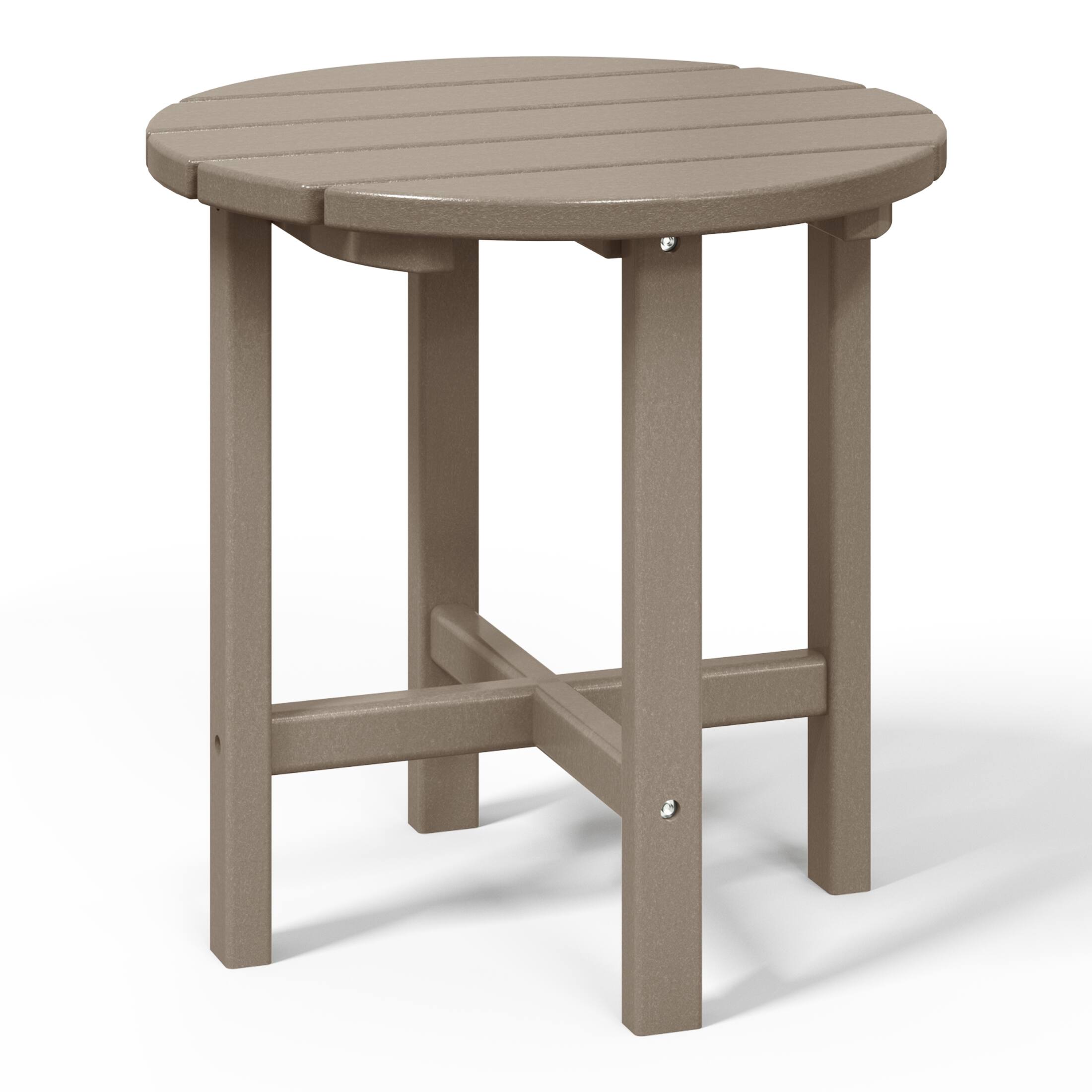Left. WestinTrends - WestinTrends Dylan Adirondack Round Outdoor Side Table - Weathered Wood.