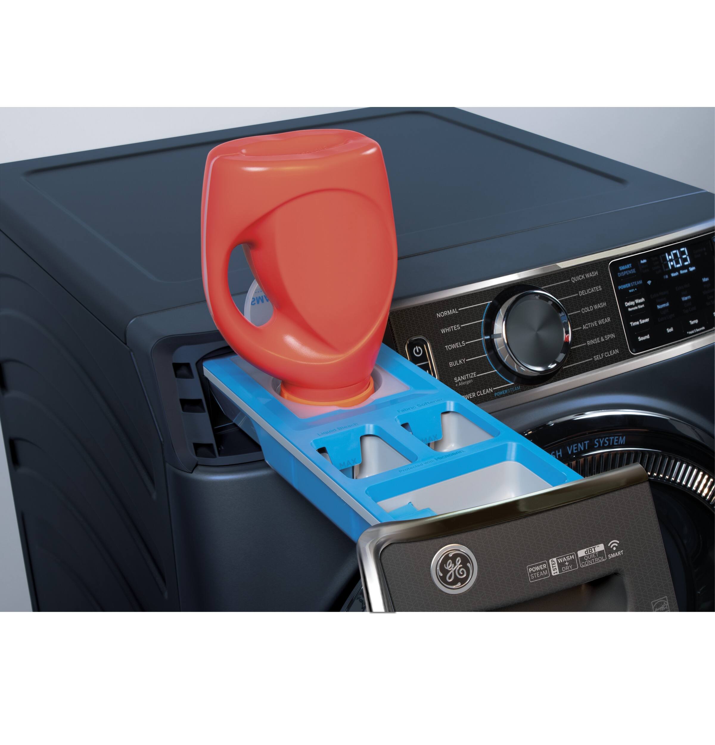 - Normal
- Whites
- Towels
- Bulky
- Delicates
- Cold Wash
- Active Wear
- Sanitize
- Water Clean
- Quick Wash
- Self Clean
- Power Steam
- Vent System
- Smart Wash
- Power Wash
- Steam