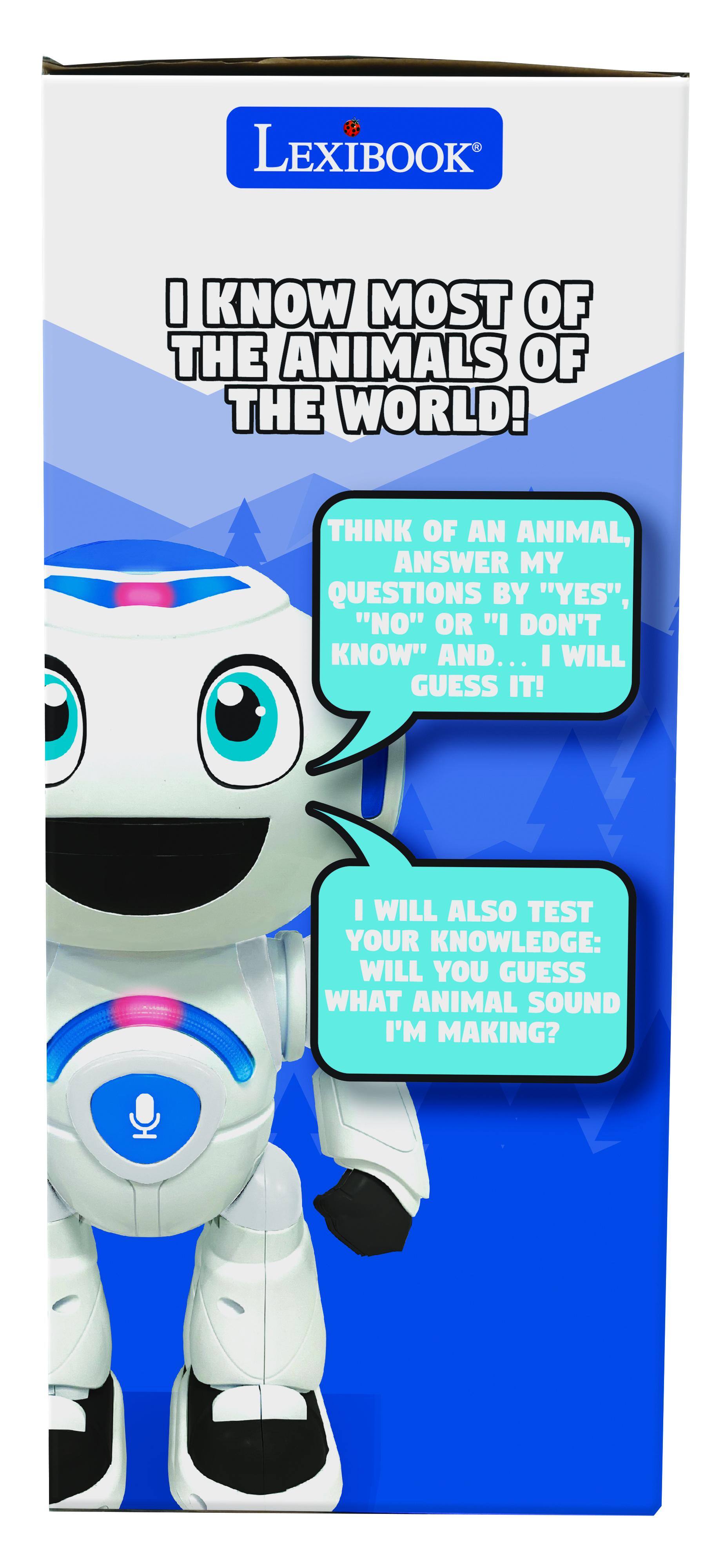 LEXIBOOK

I KNOW MOST OF THE ANIMALS OF THE WORLD!

THINK OF AN ANIMAL, ANSWER MY QUESTIONS BY "YES", "NO" OR "I DON'T KNOW" AND... I WILL GUESS IT!

I WILL ALSO TEST YOUR KNOWLEDGE: WILL YOU GUESS WHAT ANIMAL SOUND I'M MAKING?