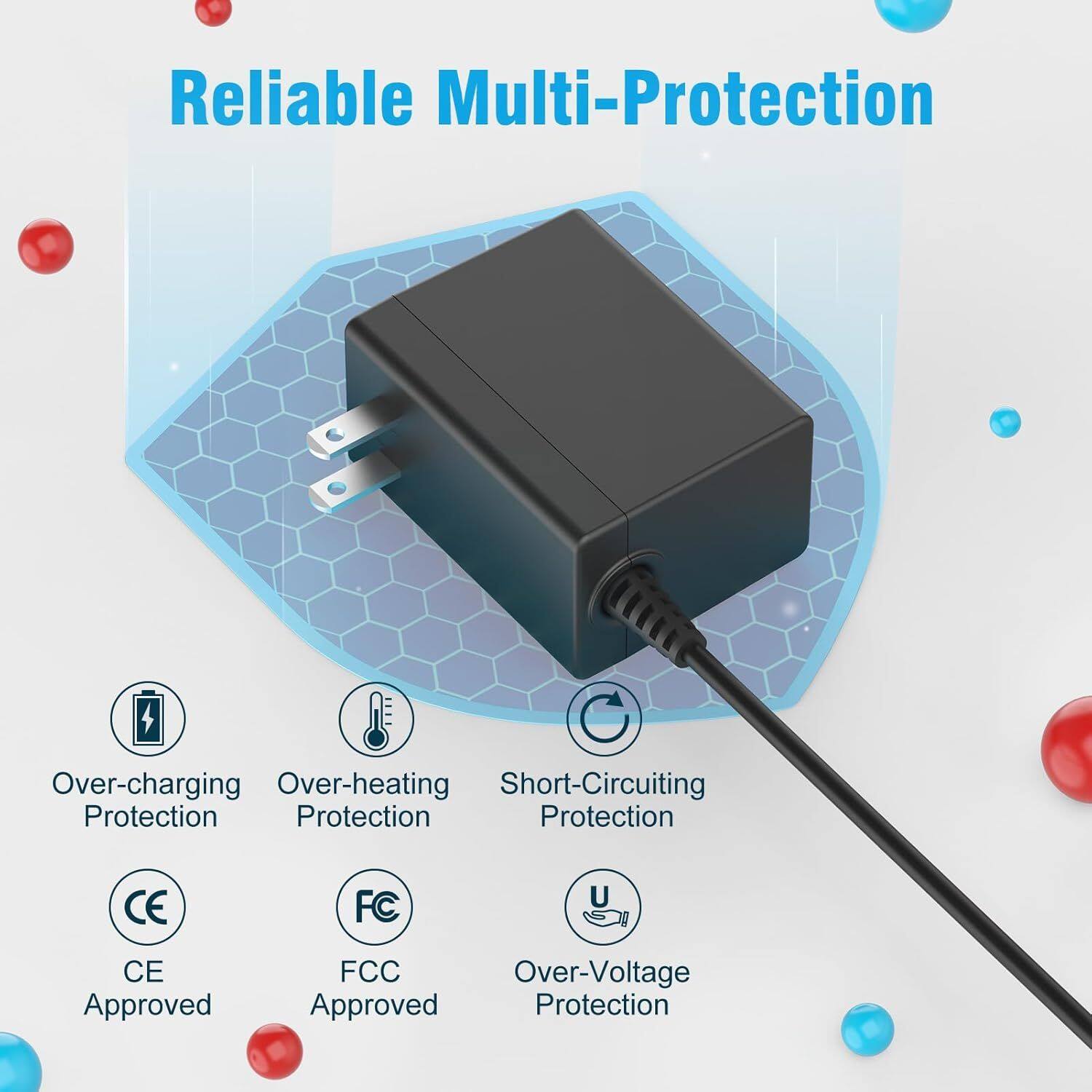 Reliable Multi-Protection

- Over-charging Protection
- Over-heating Protection
- Short-Circuiting Protection
- Over-Voltage Protection

CE Approved
FCC Approved
