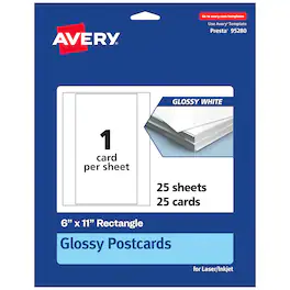 Avery - Printable Postcards, 6" x 11", Glossy 25ct - White
