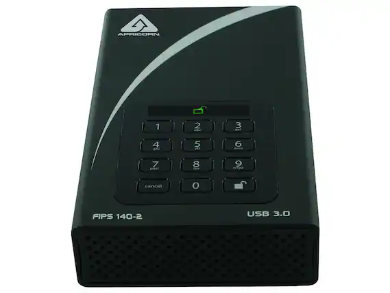 APRICORN
1 2 abc 3 def 4 ghi 5 jkl 6 mno 7 pqrs 8 tuv 9 wxyz cancel 0
FIPS 140-2 USB 3.0