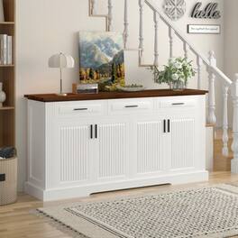 Kadyn - 63" Fluted Sideboard Cabinet with Storage for Kitchen and Dining Room - White