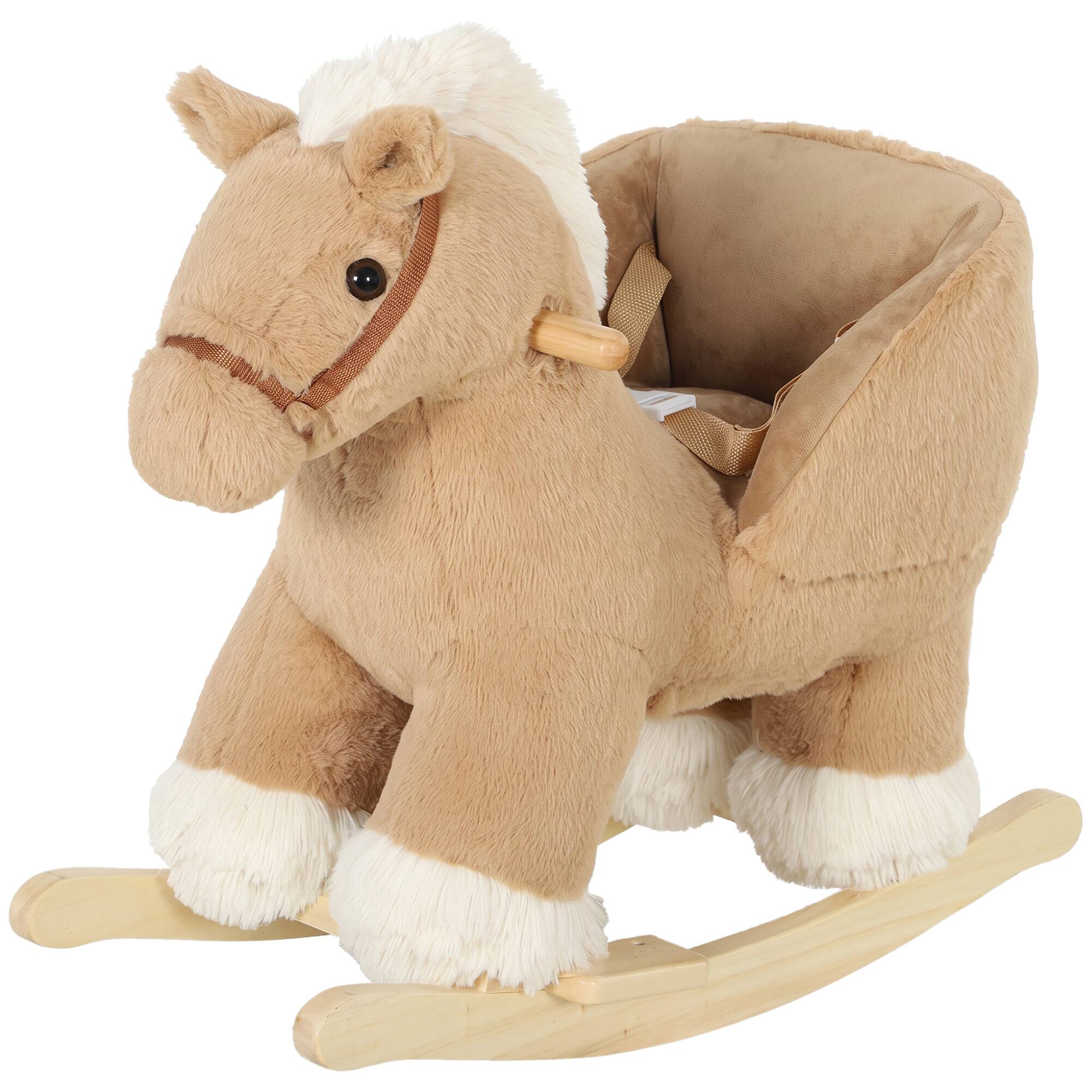 Front. Qaba - Horse with Seat Belt - Brown.
