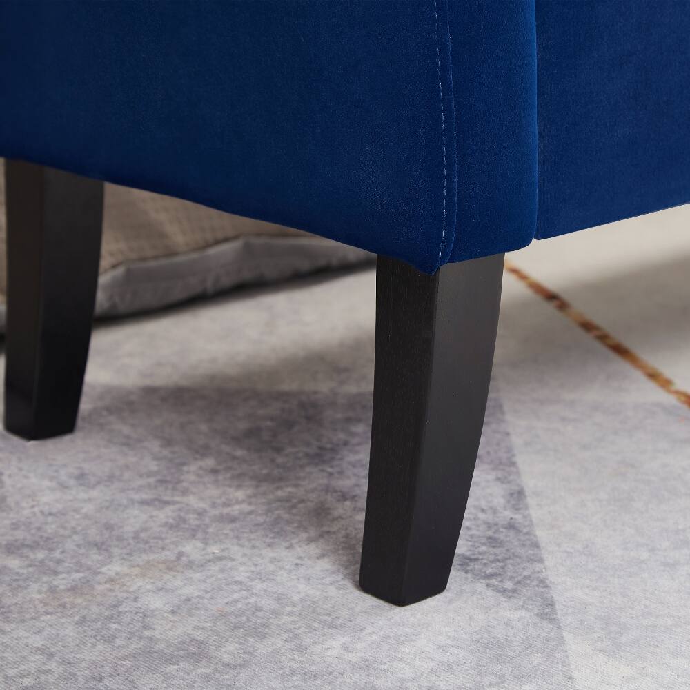 Back. Ropilly - Ropilly Tufted Velvet Storage Bench Navy Blue End of Bed Ottoman - Navy Blue.