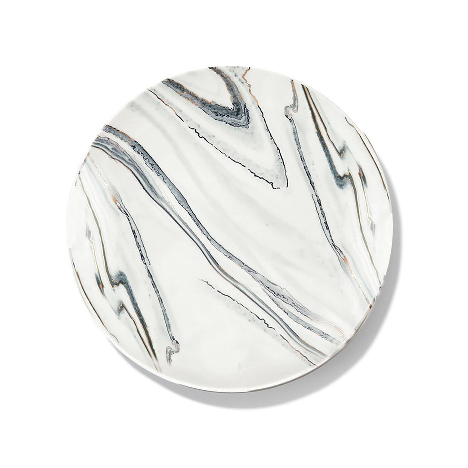 Angle. American Atelier - Marble Coupe 16Pc Dinnerware Set - Black.