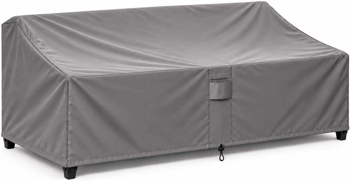 KHOMO GEAR - Patio Loveseat Cover - Heavy Duty, Water Resistant Outdoor Sofa & Couch Furniture Cover - 48" W x 31" D x 32.5" H - Gray