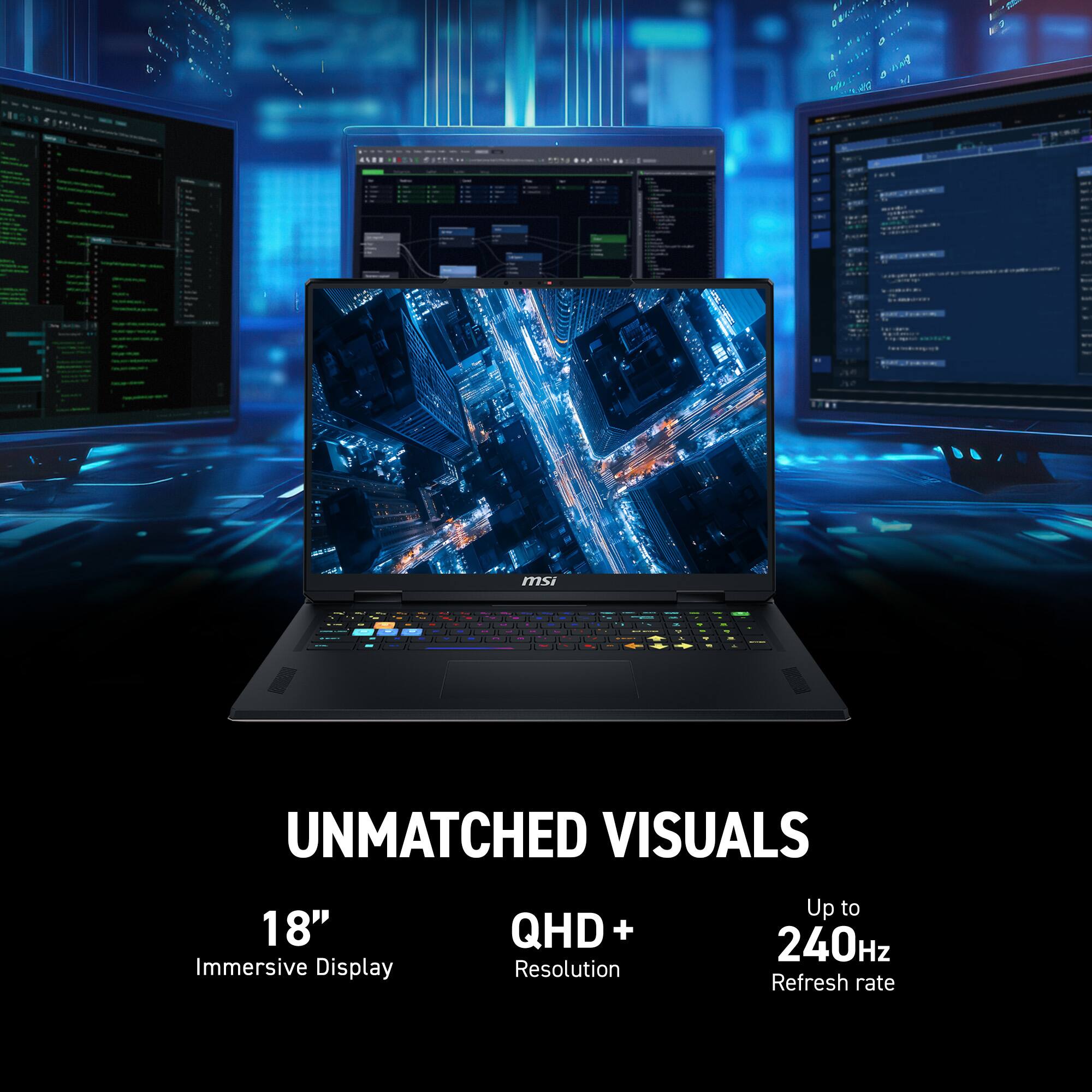UNMATCHED VISUALS

18"  
Immersive Display

QHD+  
Resolution

Up to  
240Hz  
Refresh rate