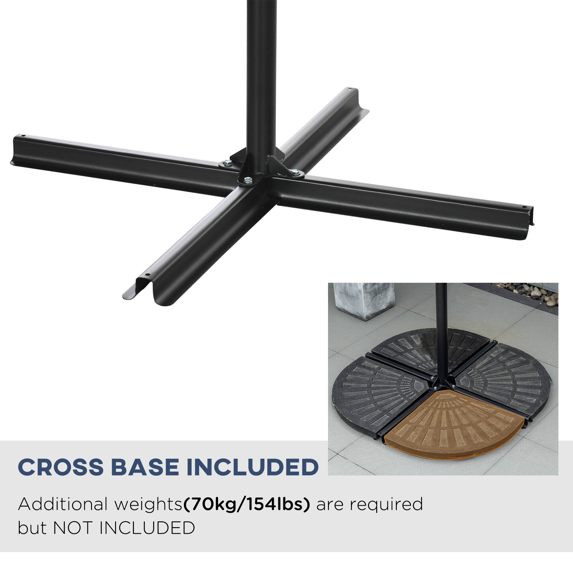 CROSS BASE INCLUDED
Additional weights (70kg/154lbs) are required but NOT INCLUDED