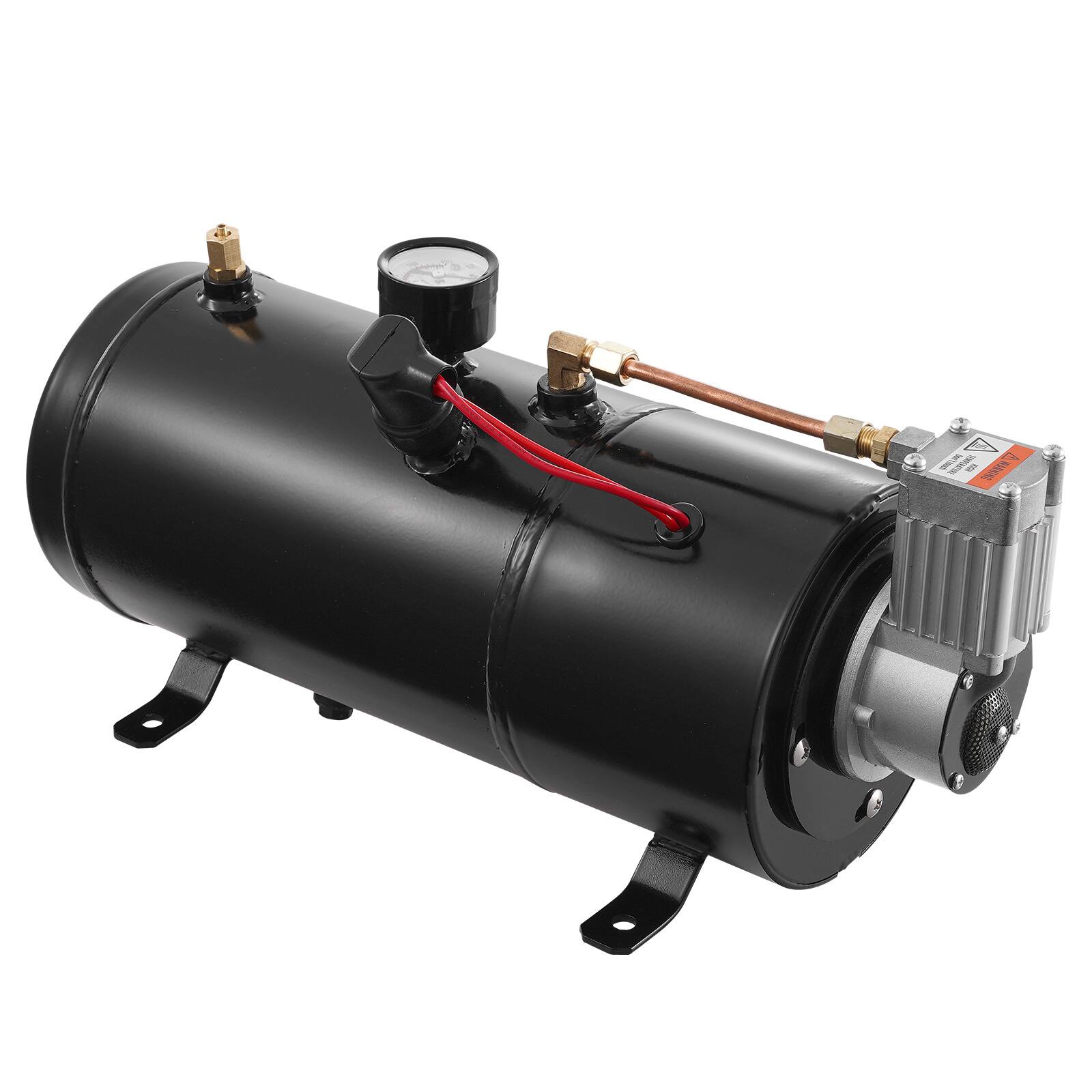 Angle. LOVMOR - 12V Air Compressor with 0.8 Gallon Tank Onboard System for Train Horn Tire and Air Mattress Inflation.