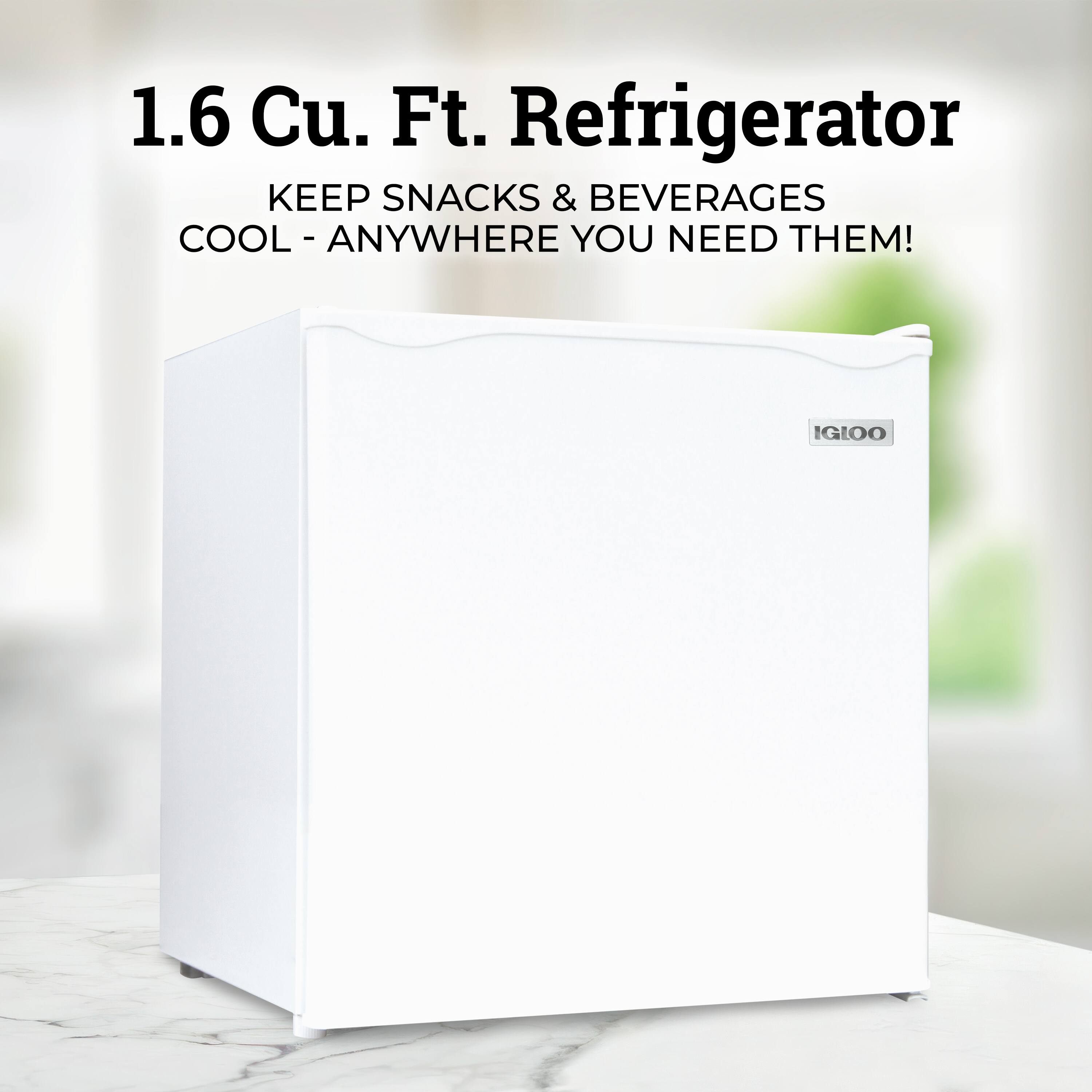 1.6 Cu. Ft. Refrigerator  
KEEP SNACKS & BEVERAGES COOL - ANYWHERE YOU NEED THEM!  
IGLOO
