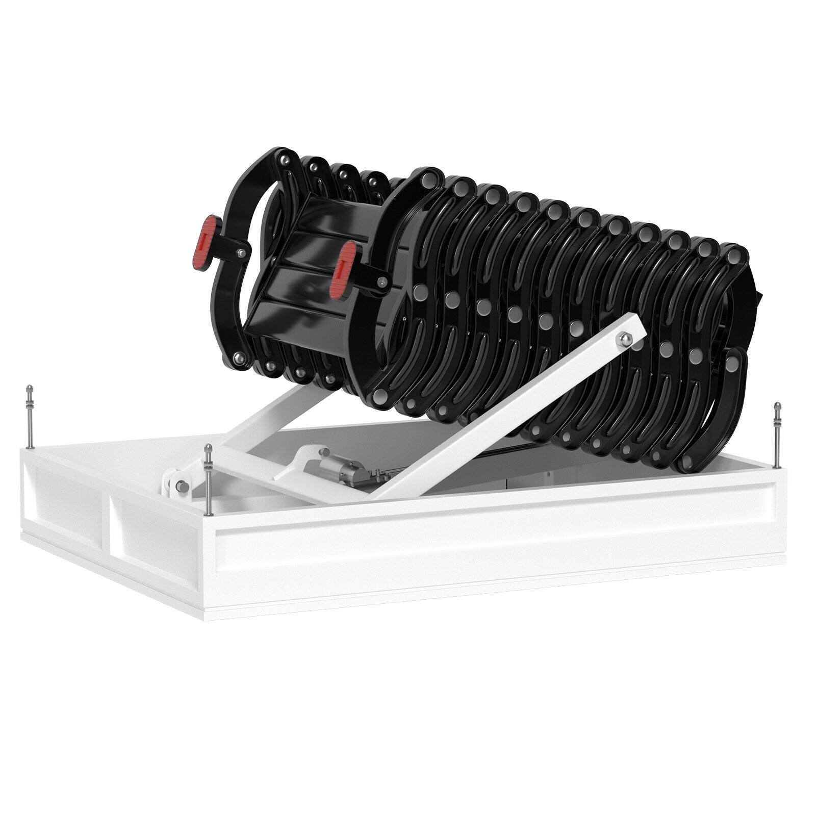 Alt View 2. Topteng - 13-Step Electric Attic Ladder 11.8FT - Aluminum Folding Pull-Down Stairs, 500lb Capacity, Remote Control - Black.