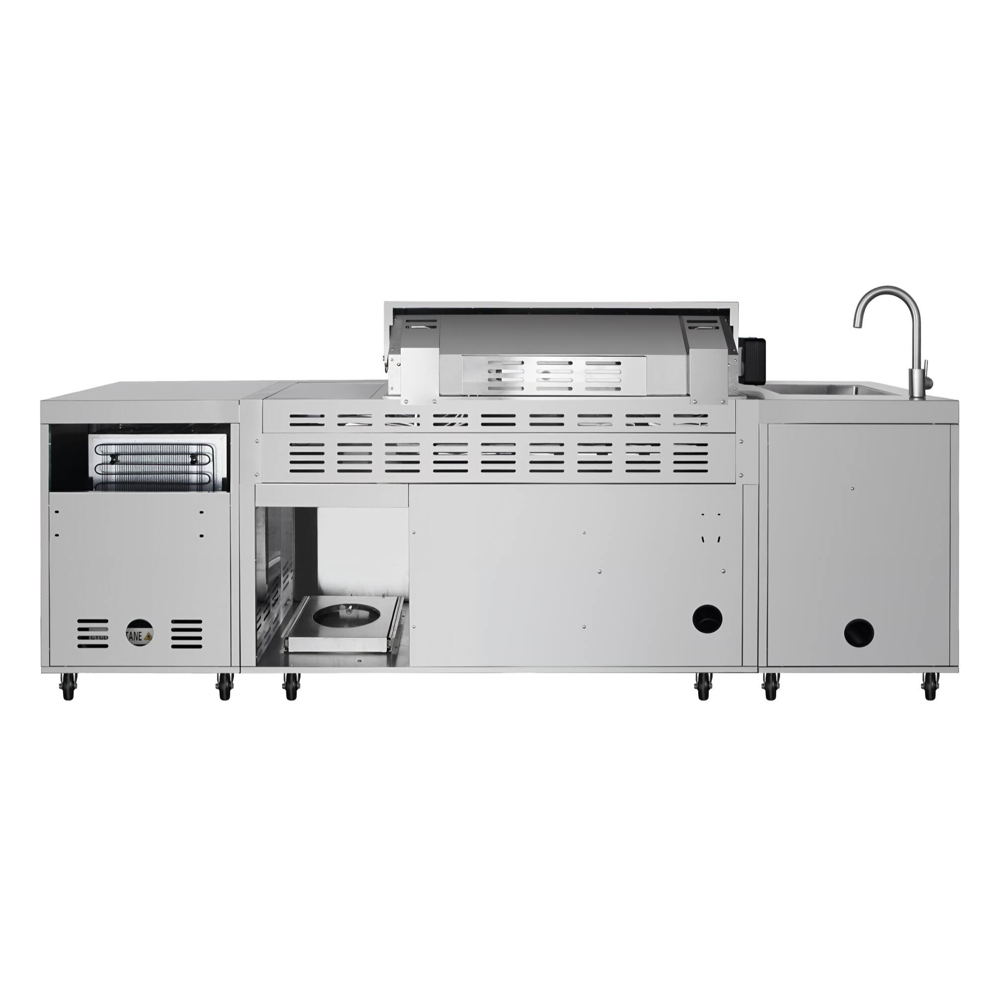 Alt View 9. Koolmore - KoolMore Reserve Outdoor Kitchen Island with 6 Burner Grill and Side Burner, Sink, Storage Cabinet and Refrigerator - Stainless Steel.