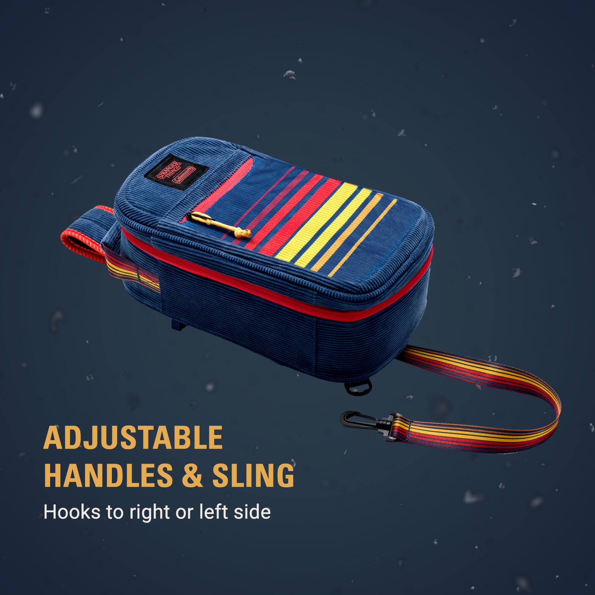 ADJUSTABLE HANDLES & SLING  
Hooks to right or left side