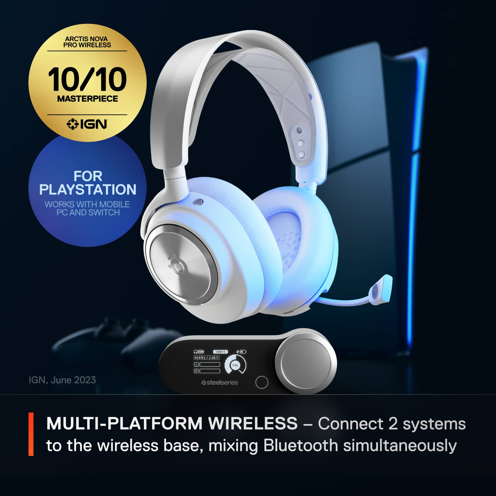 SteelSeries – Arctis Nova Pro Wireless Multi Gaming Headset for PS5, PS4, PC, Switch – White Sansujyuku sansujyuku.com