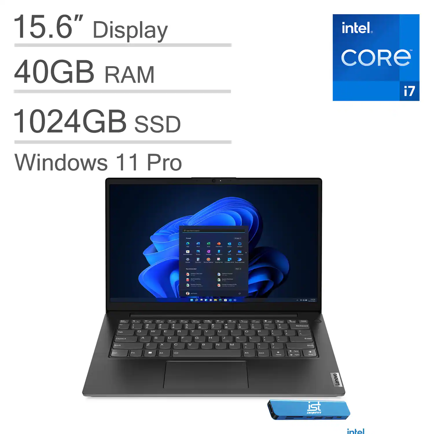 Lenovo - V14 Gen4 14" FGD Laptop - Intel Core i7 with 40GB Memory - 1TB SSD - Windows 11 Pro - Black