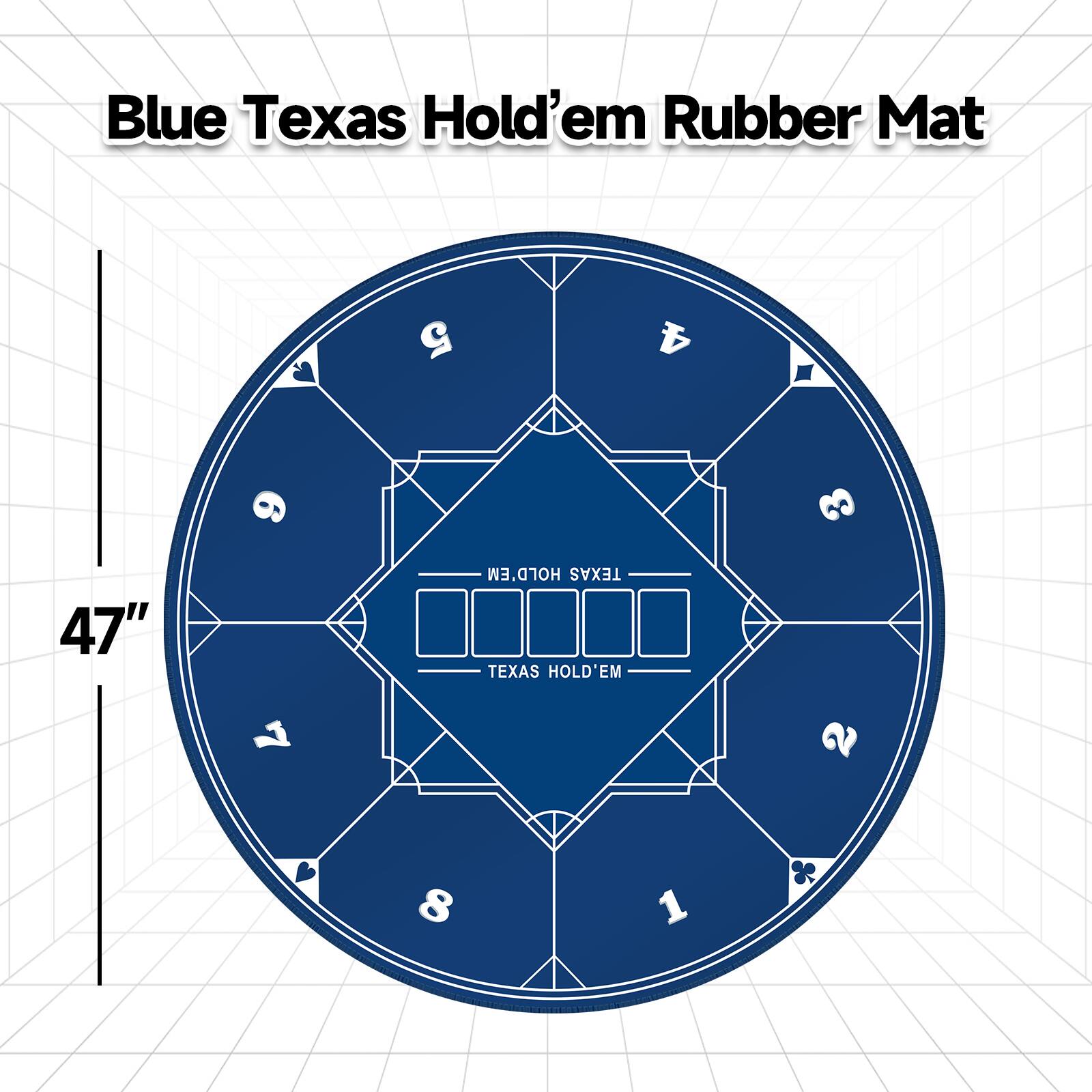 Blue Texas Hold'em Rubber Mat, 47", HOLD'EM TEXAS, TEXAS HOLD'EM