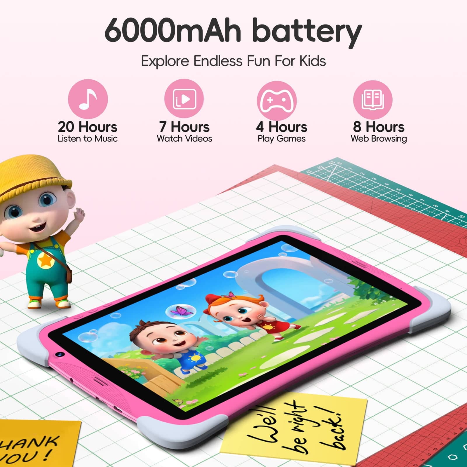 MEIZE Kids Tablet,10.1 Inch Android Toddler Tablet with Case, 8GB