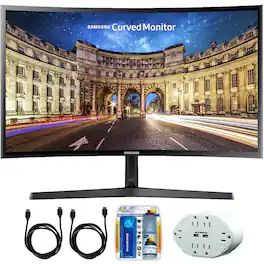 Samsung - C27F398FWN 27 Screen LED-lit Monitor with Accessory Kit Bundle - Glossy Black