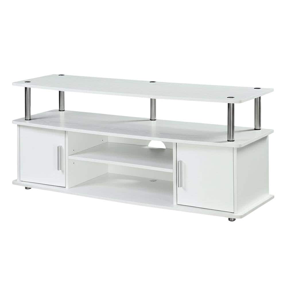 FurniFact - modern TV stand with cabinets and shelves for 55-inch TVs - White