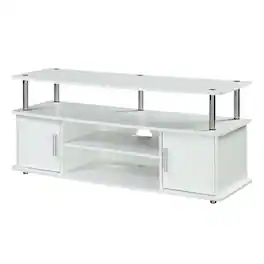 FurniFact - modern TV stand with cabinets and shelves for 55-inch TVs - White