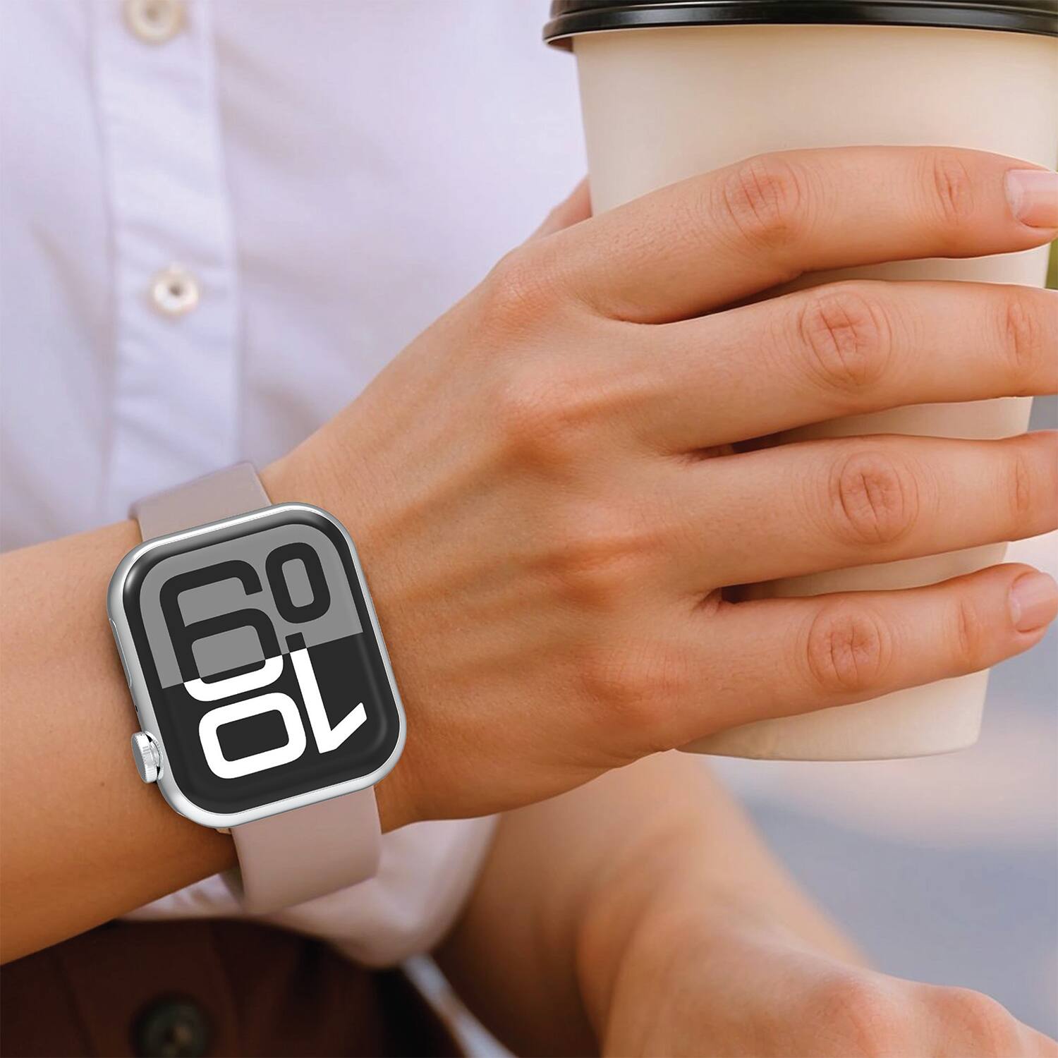 Alt View 1. Vena - 2 Pack For Apple Watch Band Series 10 42mm, Apple Watch Band Series 7 41mm Band Series 8 Series 9, Beige+Gray - Multi.