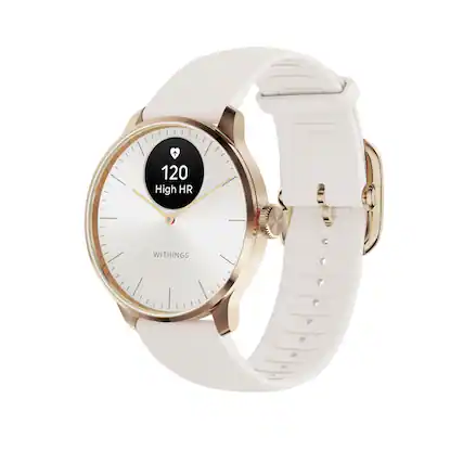 Front. Withings - ScanWatch Light - Daily Health Hybrid Smartwatch - 37mm - Sand/Rose Gold.