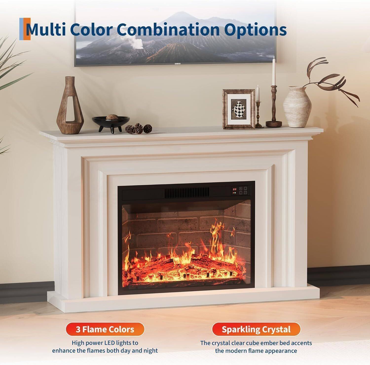 Multi Color Combination Options

3 Flame Colors
High power LED lights to enhance the flames both day and night

Sparkling Crystal
The crystal clear cube ember bed accents the modern flame appearance