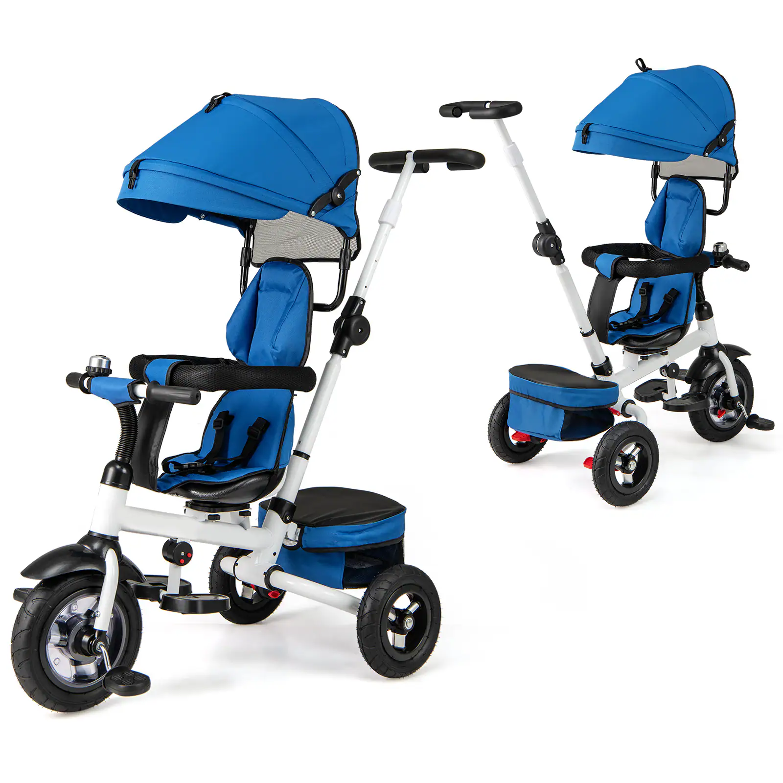 Gymax - 5-in-1 Folding Trike for Toddlers 1-5 Years Old w/ Safety Harness Storage - Blue