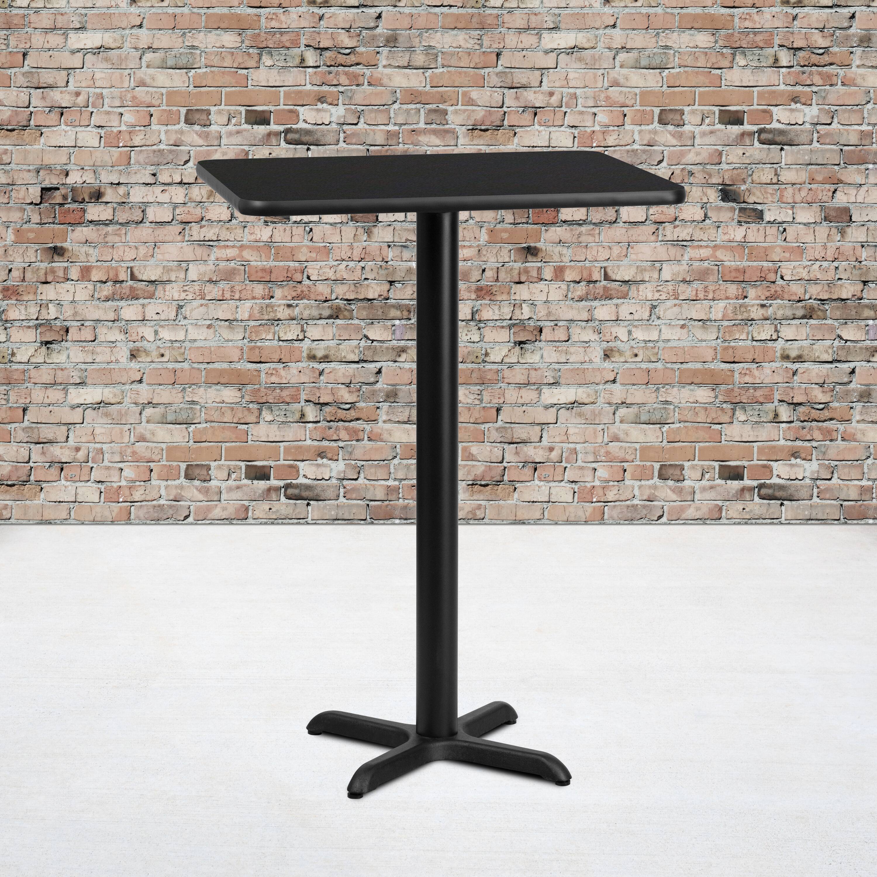 Angle. Flash Furniture - Stiles 24'' x 30'' Rectangular Black Laminate Table Top with 22'' x 22'' Bar Height Table Base - Black.