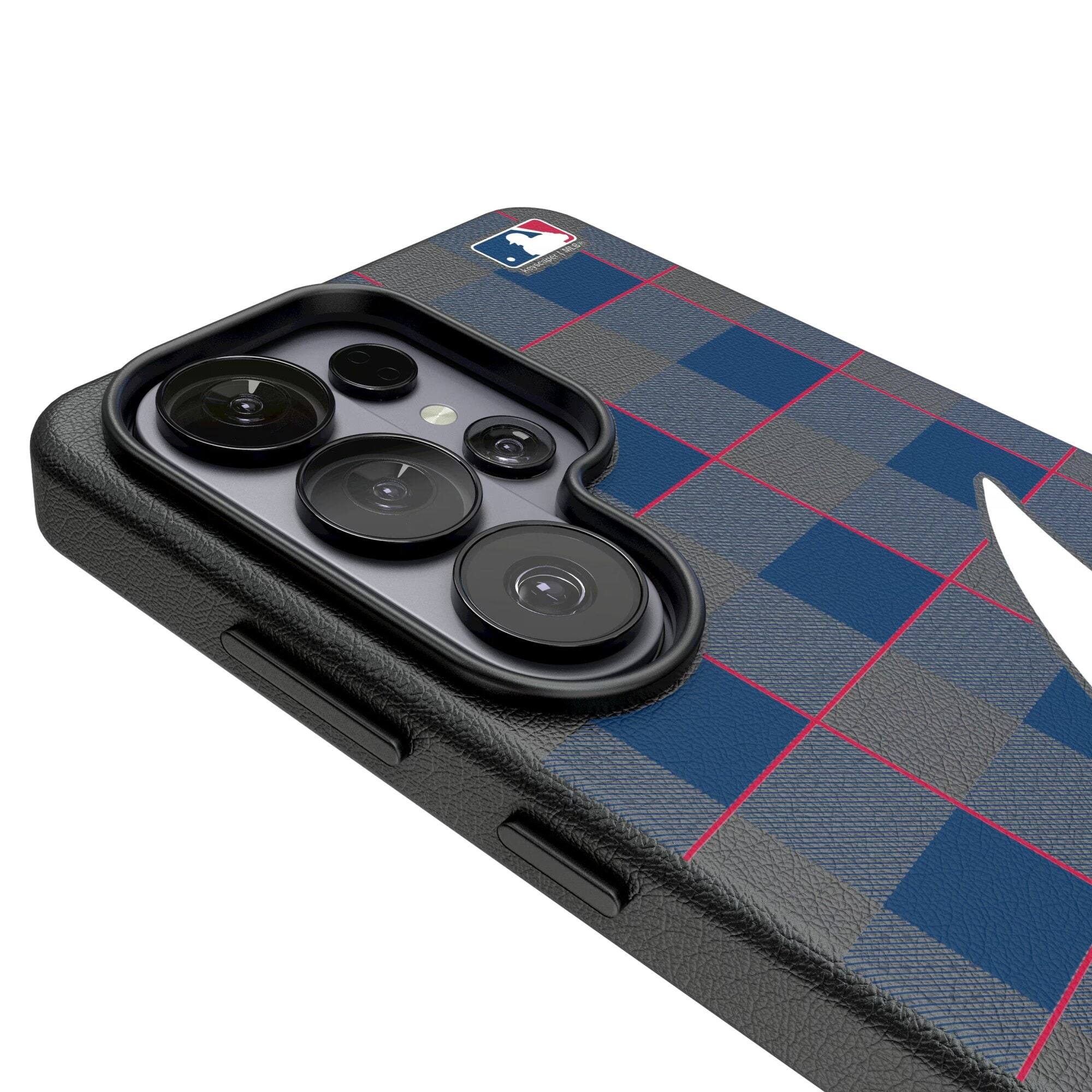 Alt View 2. Keyscaper - Atlanta Braves Plaid Galaxy Magnetic Bump Case - S25 - Black.