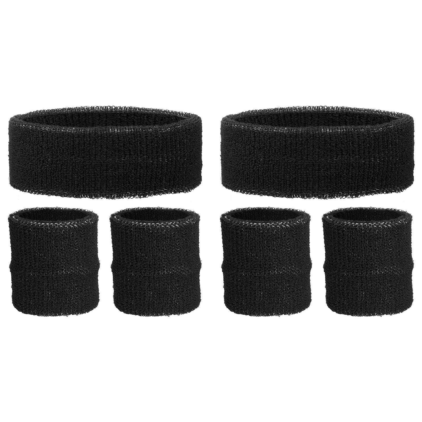 Unique Bargains - Sweatband Set, 2pcs Headband + 4pcs Wristbands Moisture Wicking Breathable Athletic Bands 6pcs for Sports - Black price history on PriceWatchPro