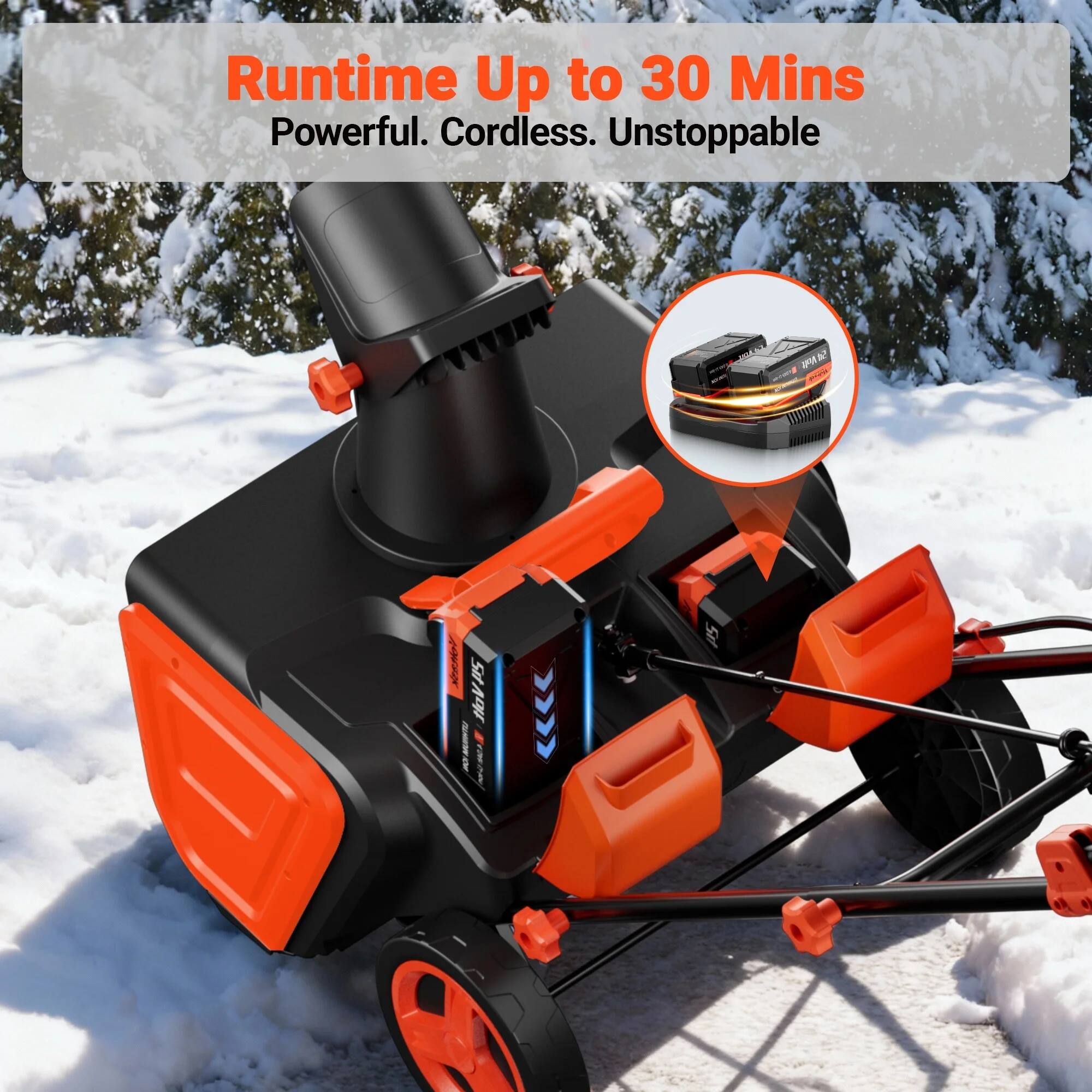 Runtime Up to 30 Mins  
Powerful. Cordless. Unstoppable